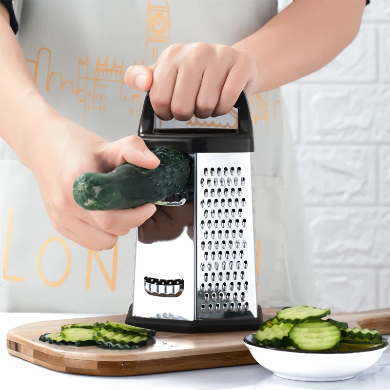 Multifunctional Zester With Storage Box 6 Sides Cheese Vegetable Grater With Container