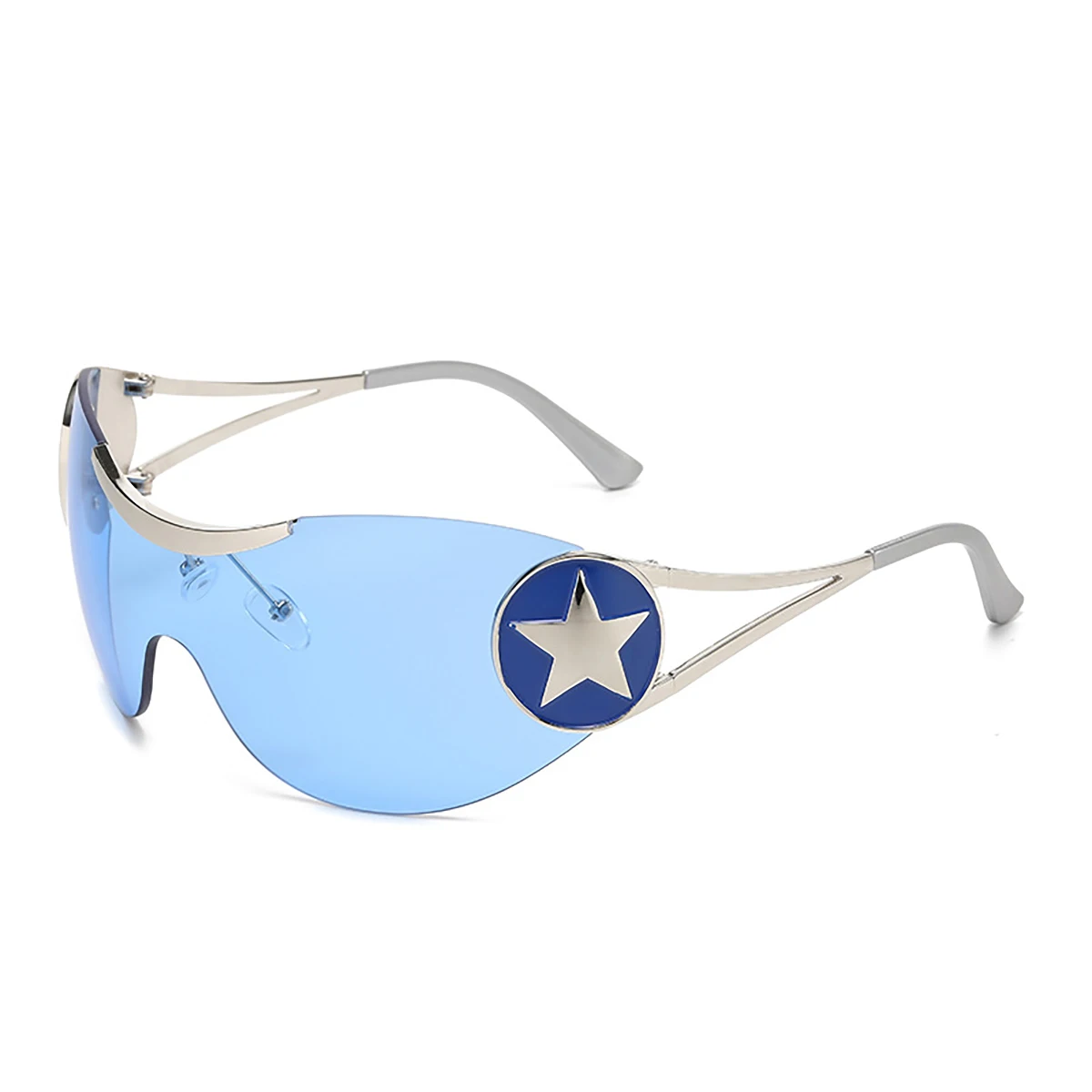 trend sunglasses new one-piece fashion star rimless sunglasses Europe and the United States cross-border sports wholesale