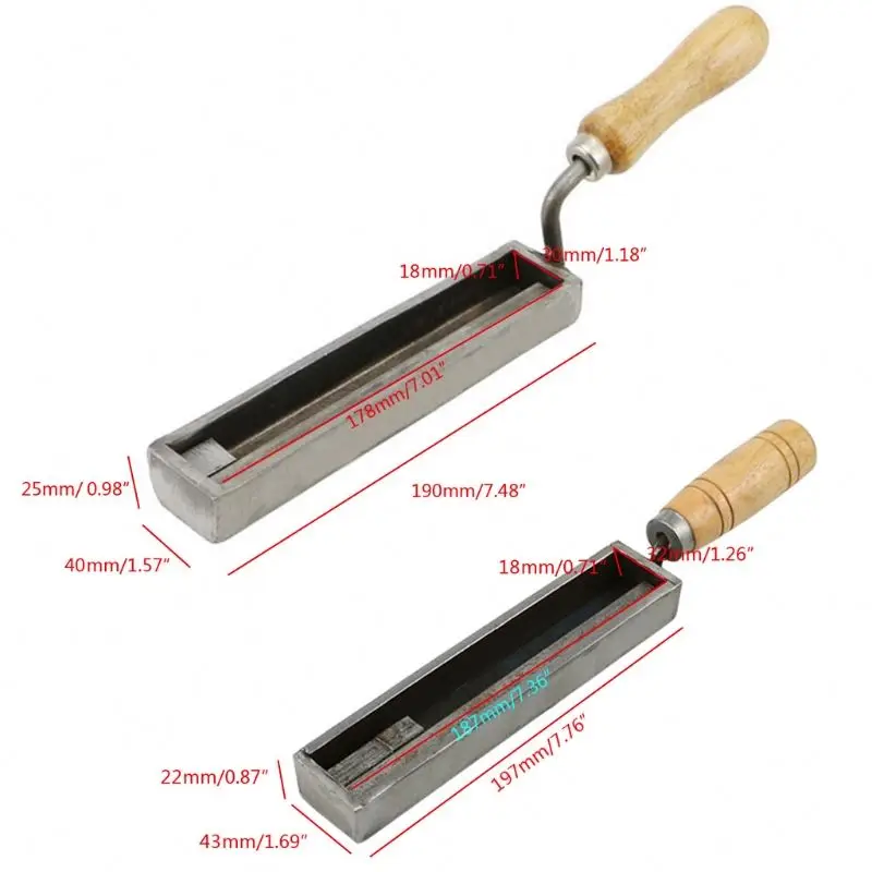 1Pc Bar Silver Gold Ingot Casting Mold with Wood Handle Reversible Jewellery Gold Silver Iron Wire Rectangle Casting Mold