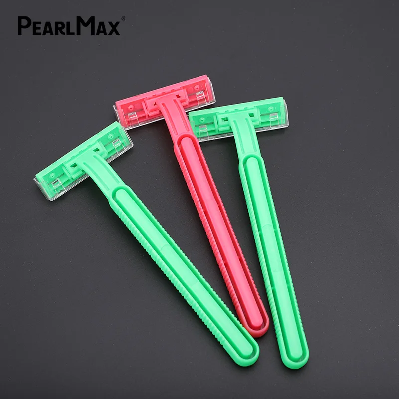 PearlMax Plastic Handle Body Facial Beard Razor Beauty Tool Twin Blade Disposable Shaving Razor