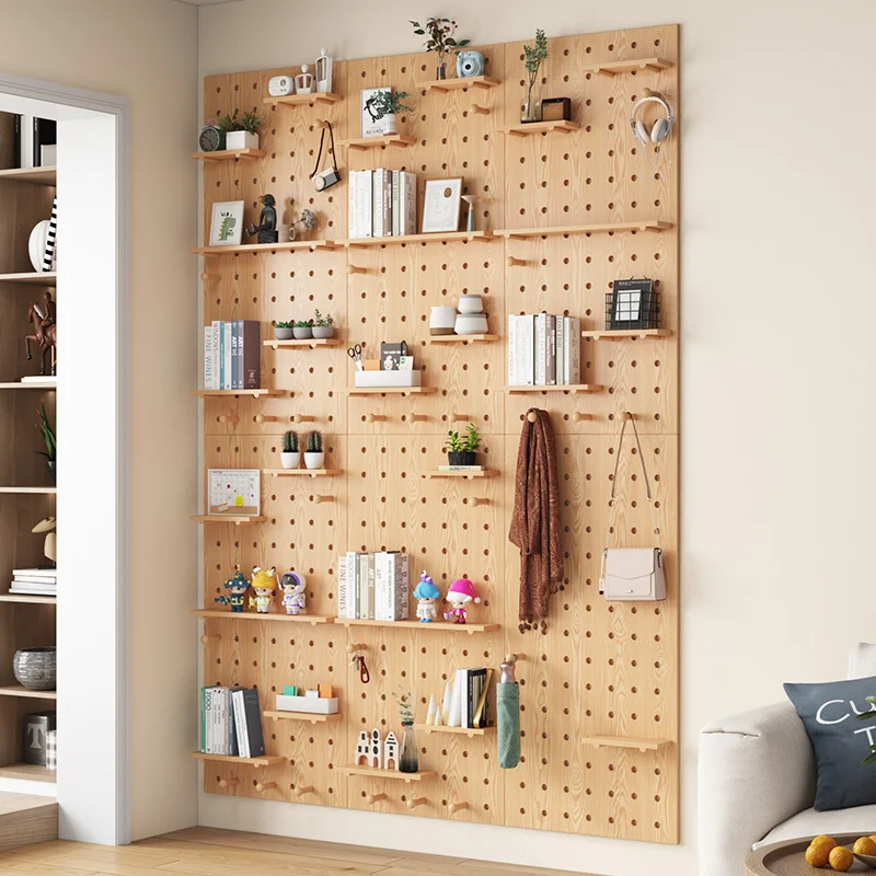 Wholesale Wall Pegboard Wall Solid Wood Perforated Board Multifunctional Display Rack
