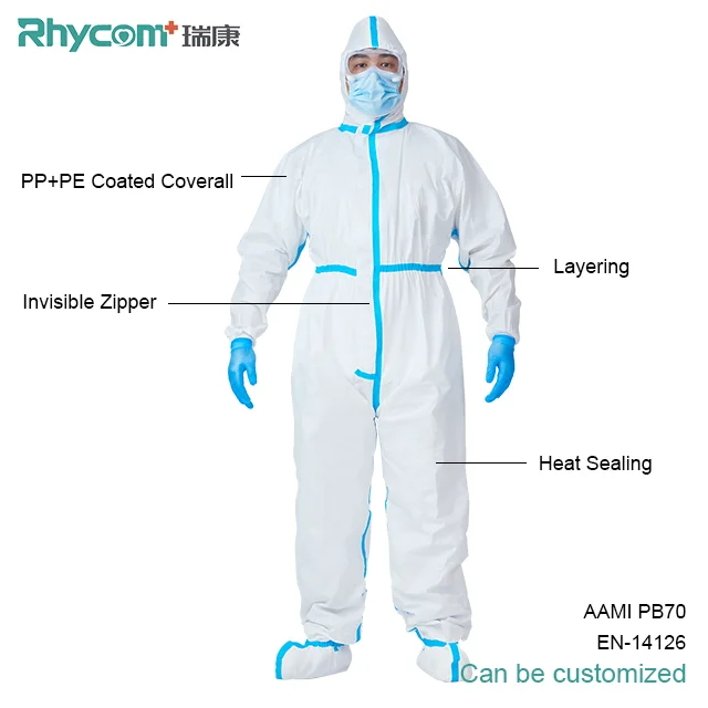 
 Rhycom en14126 protective coveralls standard breathable disposable coverall  