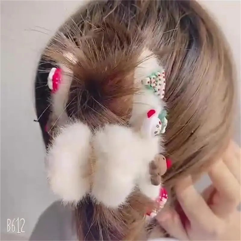 New Trend Plush Hairpin Girl Cute Deer Clip Christmas And New Year Gift Christmas Headdress Large Back Head Claw Clip