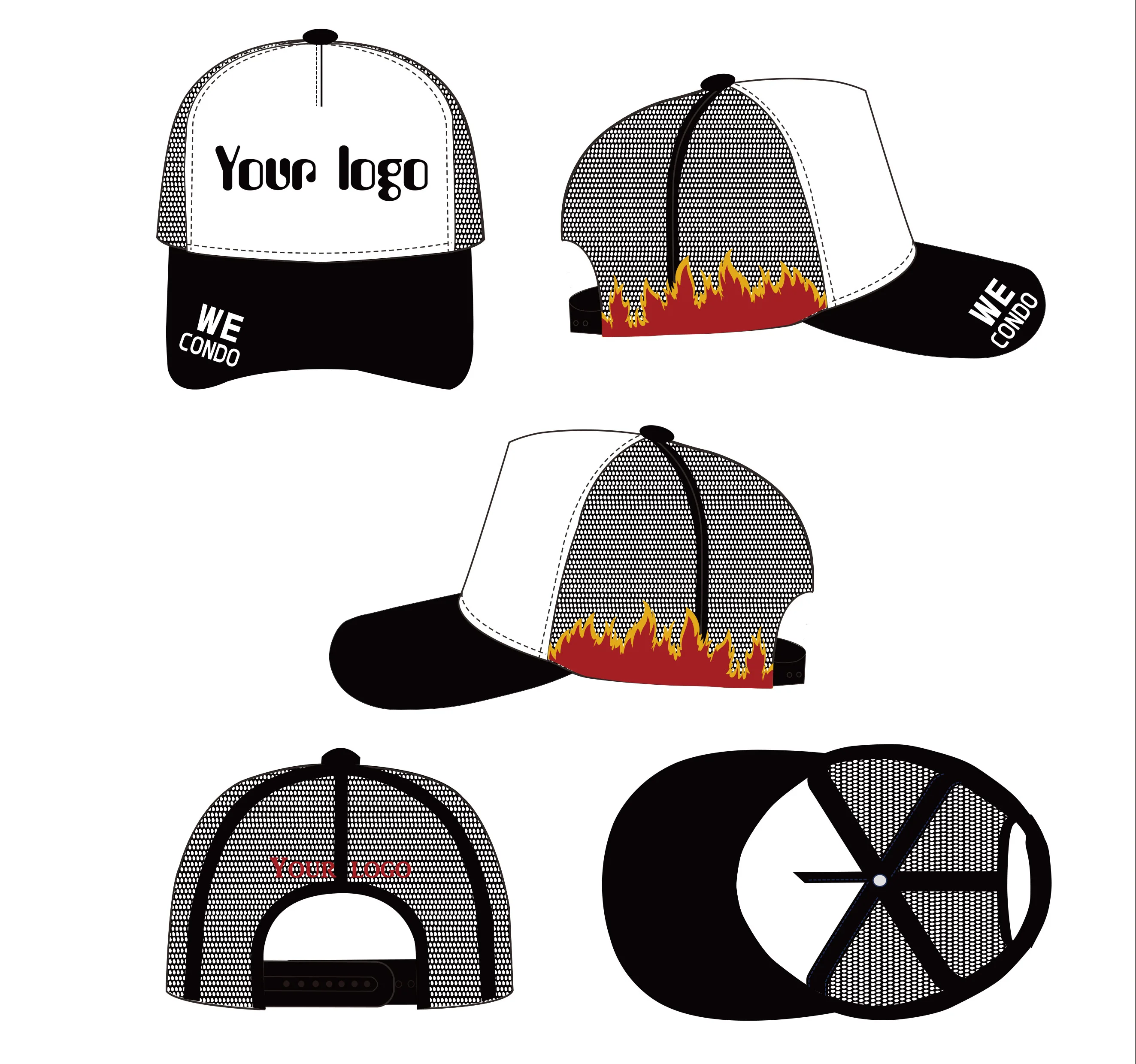 High Quality Transfer Printing Youth Trucker Caps Hat Mesh Embroidered Two Tone Sport Trucker Caps For Sublimation