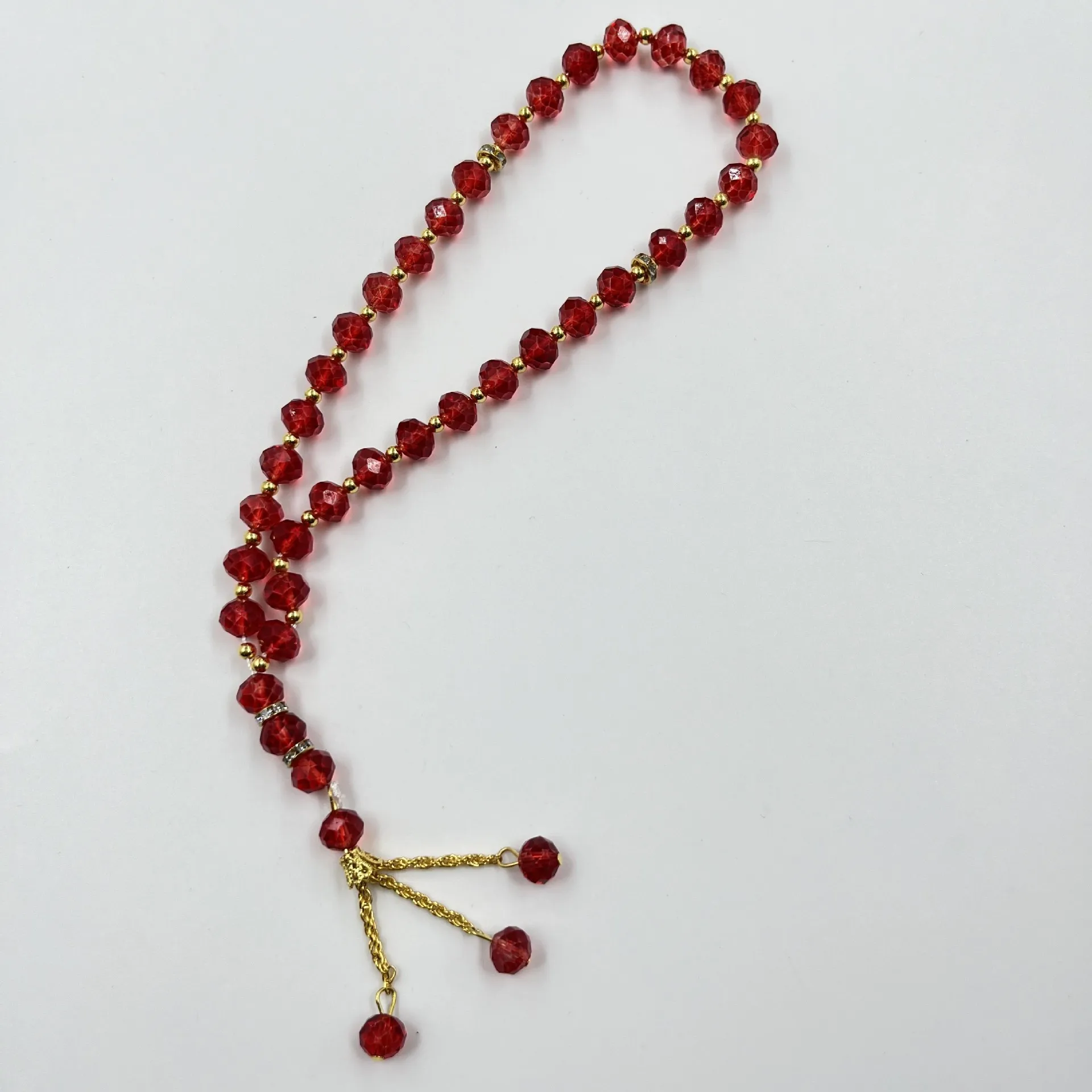 Hot Sell 33 Pieces Crystal  Muslim Prayer Kurdistan Tasbih Prayer Glass Pearl Beads Islamic Tassel Pendant Muslim Bracelets