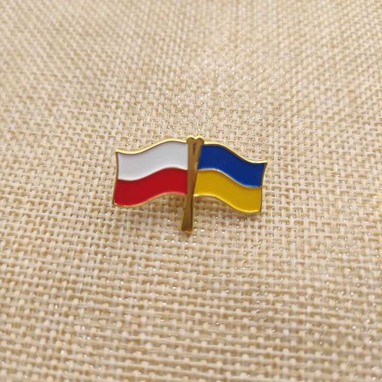 Ukrainian Flag Pin American Ukrainian Double Flag Pin Metal Enamel Badge