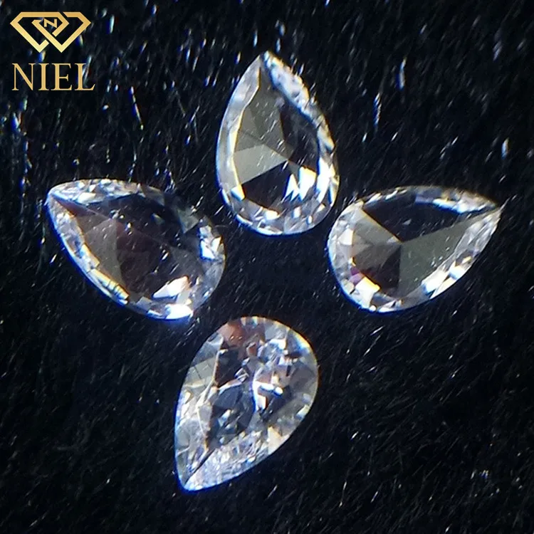12# niel gems synthetic gem price artificial sapphire gemstone white corundum pear shaped loose gemstones