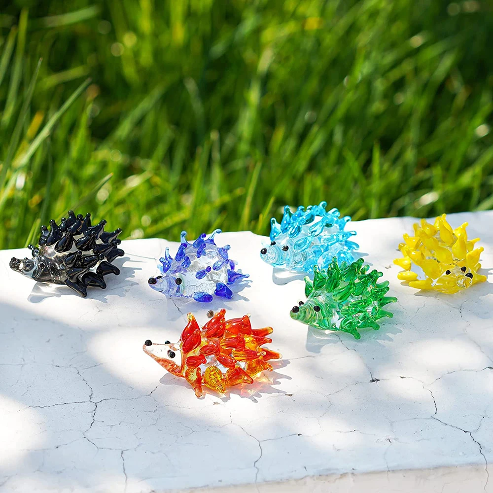 Lovely Mini Hedgehog Figurines Art Animals Collectible Gift Home Decor Hand Blown Colorful Glass Home Decoration Europe Folk Art