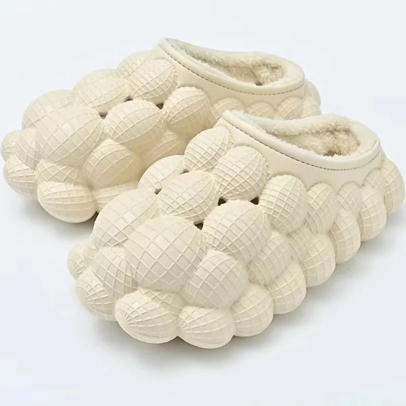 dropshipping product 2022 plush indoor house eva winter warm indoor cotton winter fur bubble slippers foam bubble slides