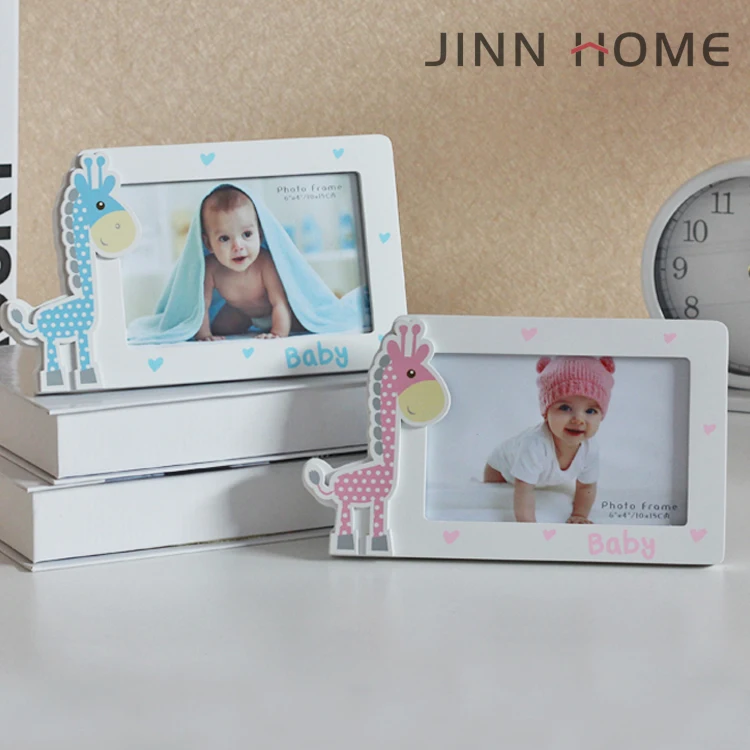 Giraffe Designs Baby Memory Wooden Photo Frame MDF Material Love You in Blue for Boys Pink for Girls Home Display DIY Projects