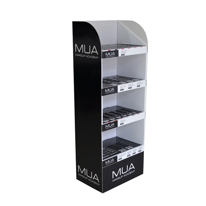 Cheaper Free Standing Temporary Advertising Board Cardboard Makeup Mac Cosmetic Display Stand Case