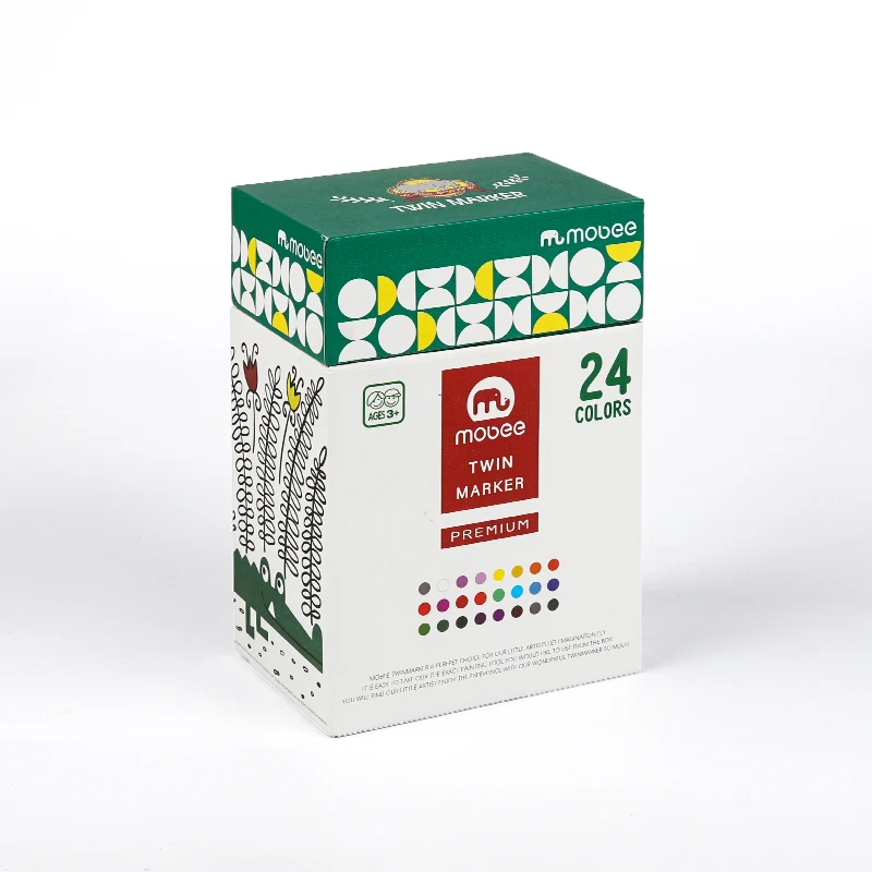 Mobee P-1651-24 Graphic Art Sketch Alcohol Based 24 Colors Dual Tip Twin Marker Pen Set for art drawing