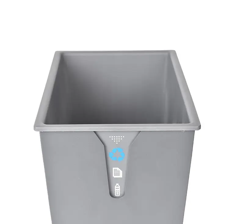 New arrival matt grey double layer metal rectangle waste trash bin for hotel