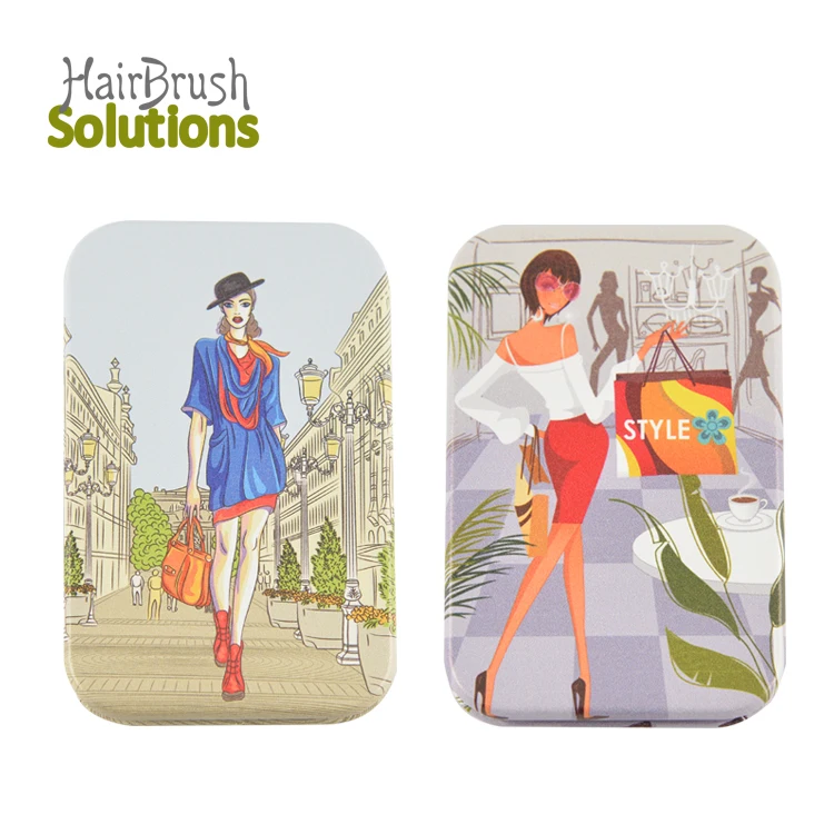 High Quality Luxury Customized Small Mini Craft Double Sided Mirror PU Leather Compact Fold Makeup Pocket Mirrors with Logo