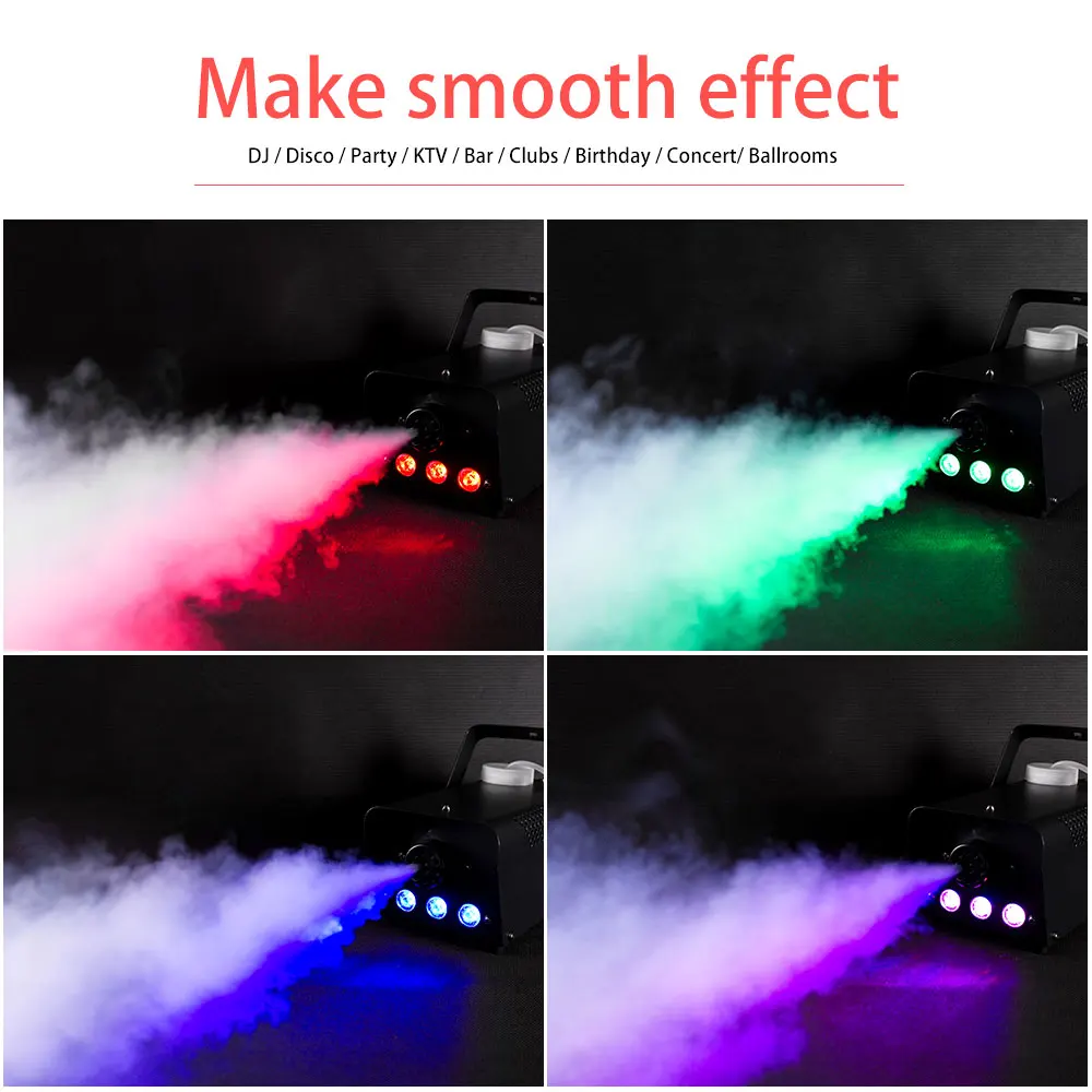 500W RGB Fog Machine Stage Light for Wedding Stage with Remote Control DJ Smoke Machine
