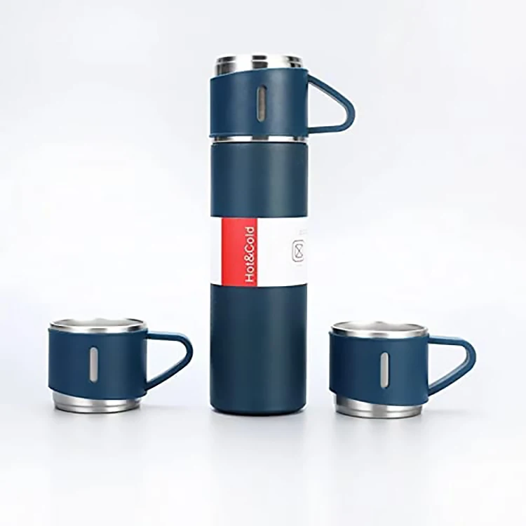 2023 Hot sale 500ml Stainless Steel Thermos Coffee Tumbler Water Bottle Business Gift Cup Vacuum Flask Set with 2 Cups