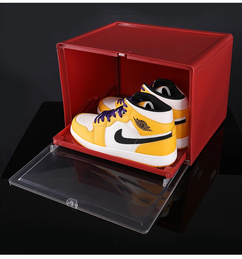 Haixing Wholesale Eco Friendly Plastic Sneaker Storage Shoe Box Foldable Clear Shoes Case Shoebox Organizer