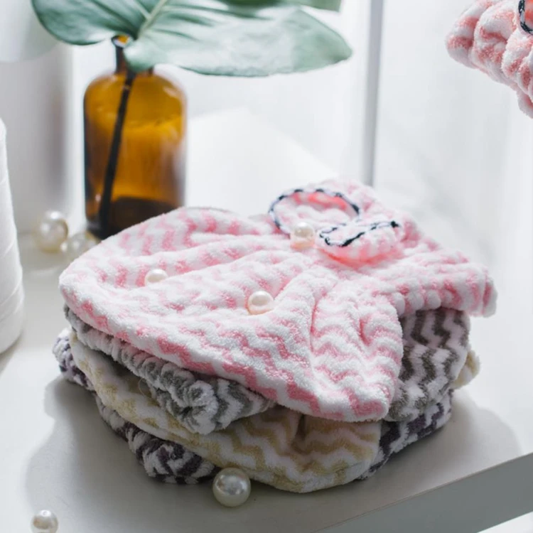 Wholesale microfiber terry quick dry hair towel turban wrap spa head towel