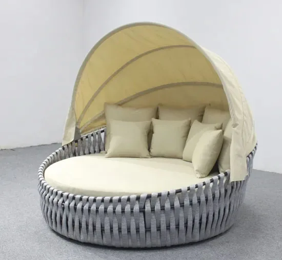 Outdoor Garden Patio Pool Double Chaise Round Rope Aluminum Furniture Sunbed  Leisure Daybed