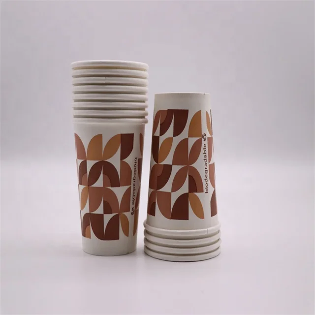 Customized Printed LOGO Eco Friendly Brown Kraft Disposable Paper Coffee Cup