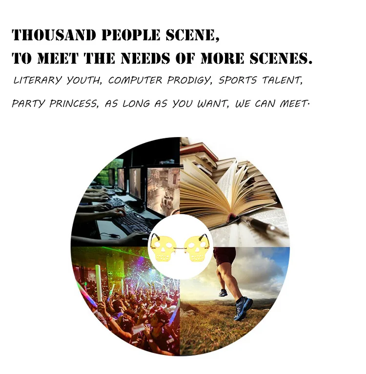 New frameless skull funny sunglasses for Halloween party dances sunglasses Fashion Rimless Lens Sun Sunglasses