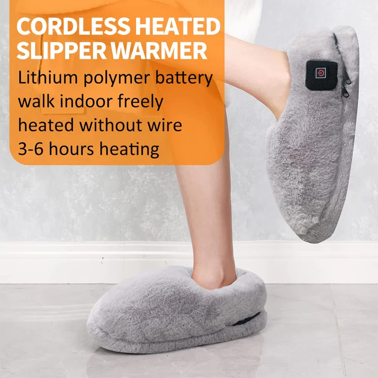 Перезаряжаемые Тапочки с подогревом, подогреватель для ног, портативная электрическая грелка, обувь с аккумулятором, тапочки с подогревом USB для женщин