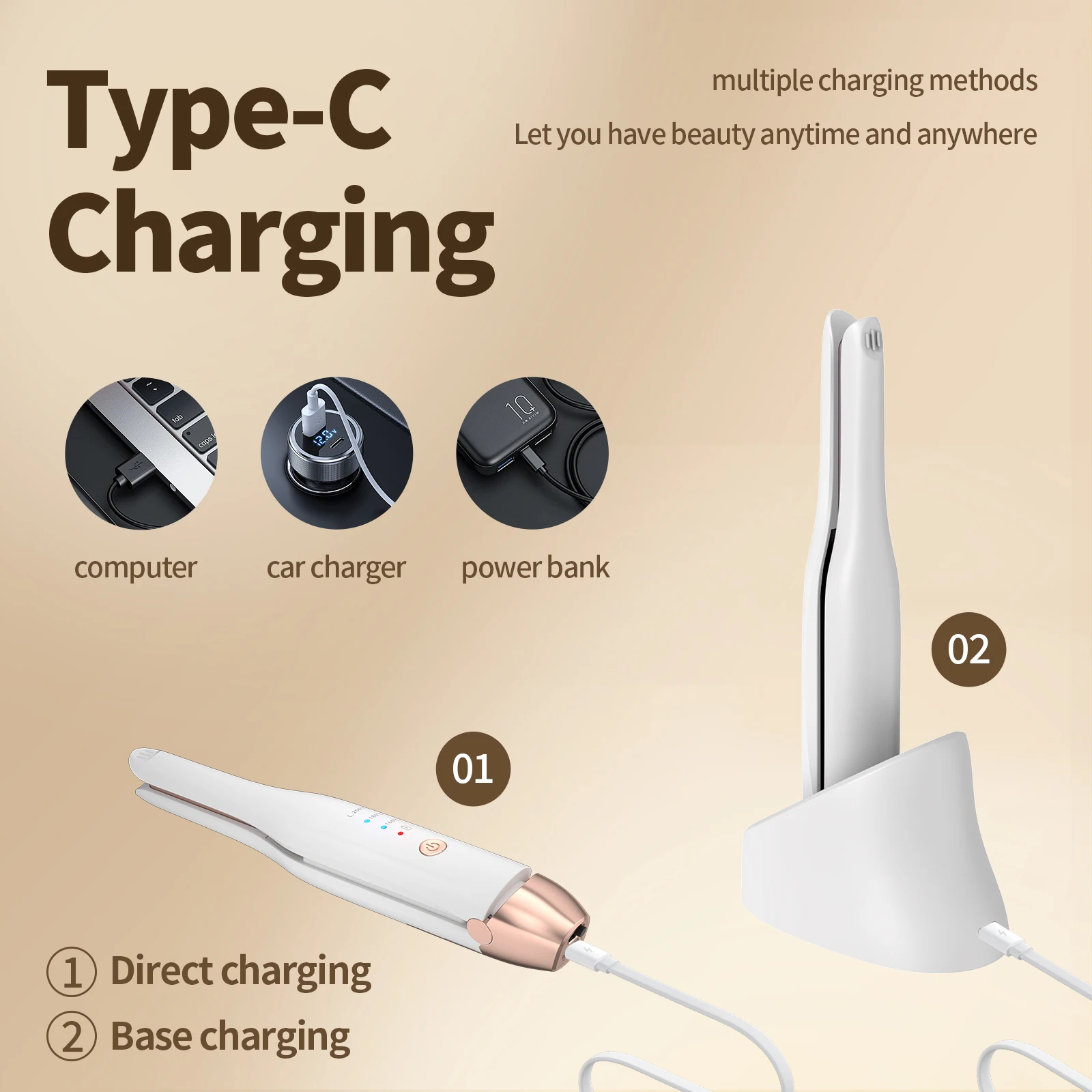 Lightweight Wireless Rechargeable Mini Hair Straightener Portable Hair Iron Antiscald Hair Straightener With Charging Base