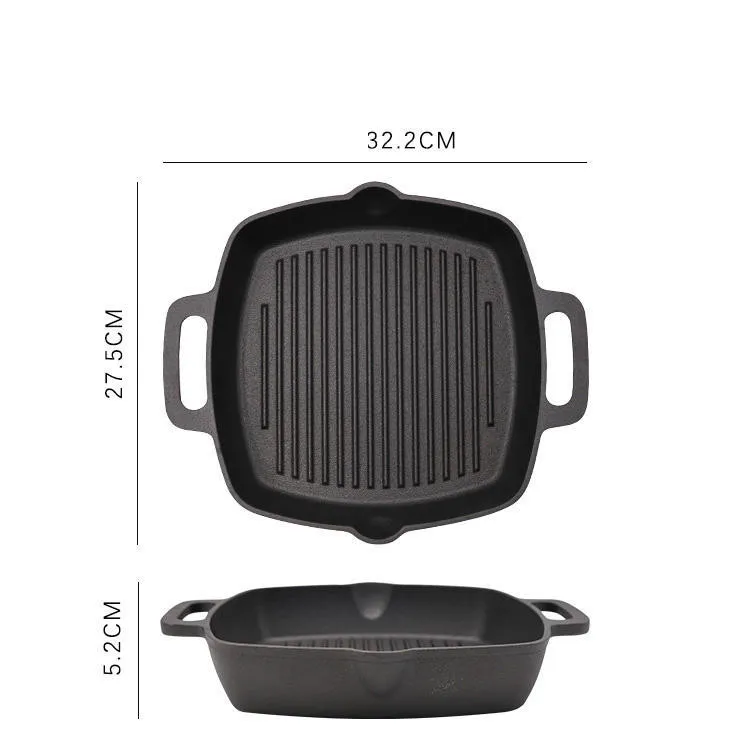 Breakfast frying pan Double ear non-stick uncoated steak frying pan egg /high quality frying pan/Circular baking pan