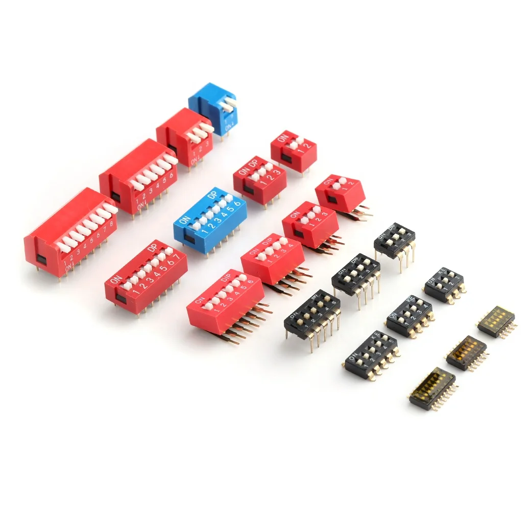 2pins-16pins Piano Dip Switches Right Angle Smd 2.54mm Pitch