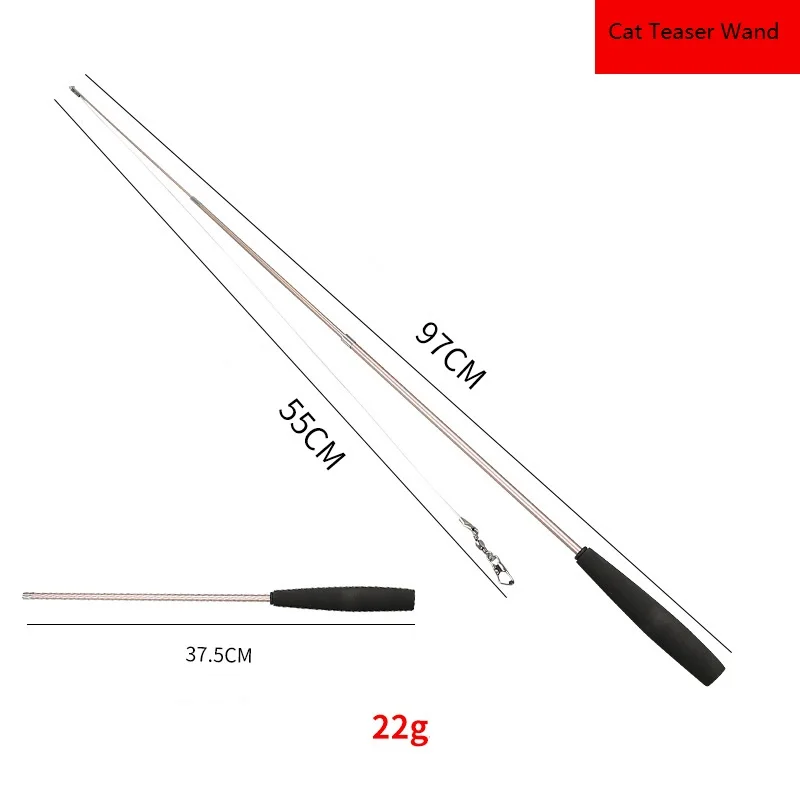 Factory Sale Cat Teaser wand toys three sections retractable teasing sticker interactive Toy