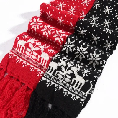 
High Quality good price Fashion Long Striped Winter christmas Acrylic scarf Seamless Jacquard Scarves With Tassels 
