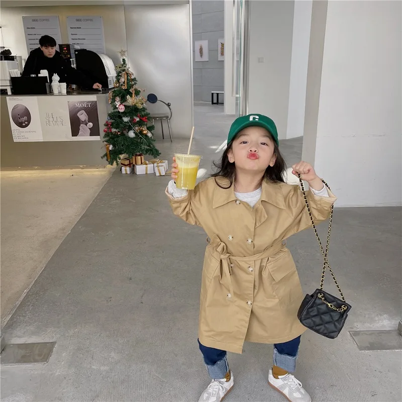 Fashion Baby Girl Boy Trench Jacket Long Infant Toddler Windbreak Coat Khaki Spring Autumn Child Dust Coat Clothes 1-10Y