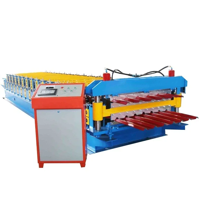Double Layer Trapezoidal Roofing Sheet Color Steel Tile Making Metal Roof Wall Double Panel Roll Forming Machine