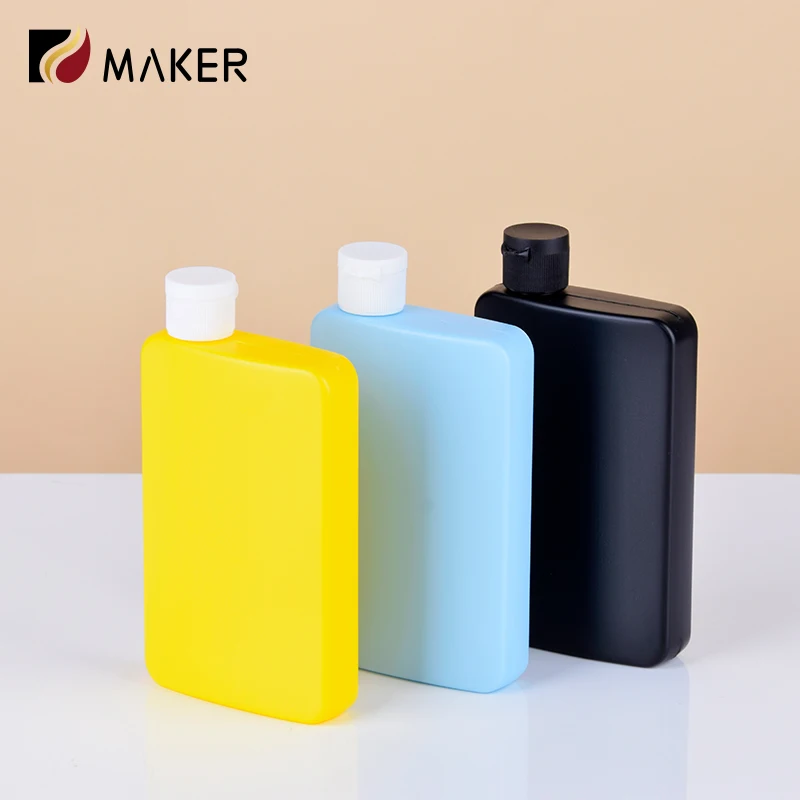 200ml Custom Color Plastic Empty Square HDPE Flat Sunscreen Shimmering Dark Tanning Oil Body Lotion Cream Bottle With Flip Cap
