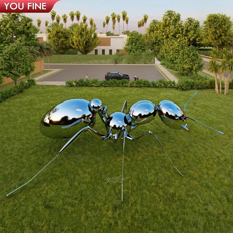 Outdoor Modern Mirror Polished Metal Statue Large Stainless Steel Abstract Sculpture