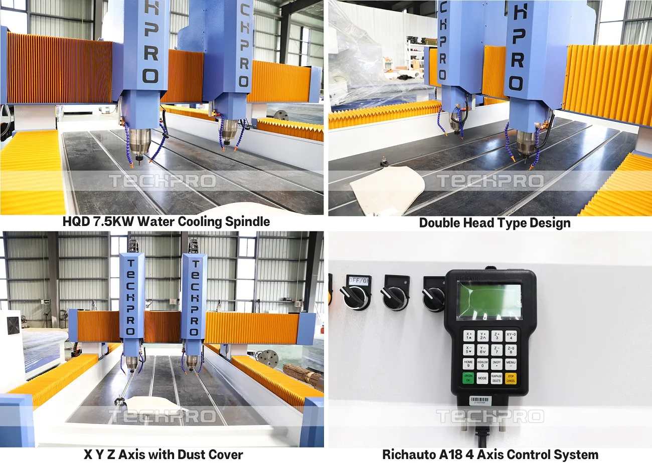 Double spindle rotary device cnc marble statues sculpture making machine stone cnc engraving machine