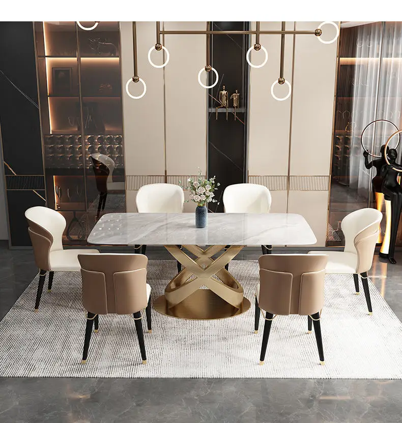 Luxury 5 Stars Hotel Dining Table Slate dining table modern light luxury home Hotel net red high-end Nordic simple dining table