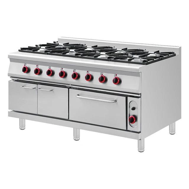 commercial kitchen equipment gas range cooker 8-burner stove with gas oven