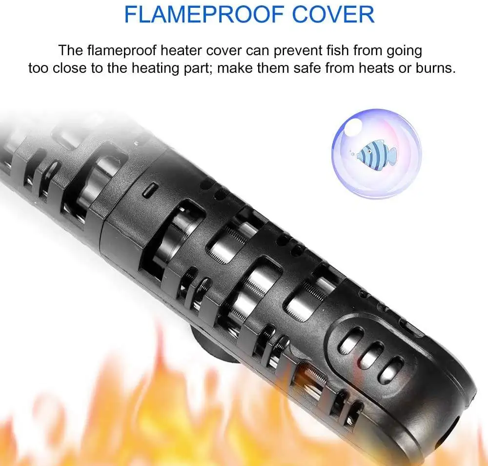 Submersible Auto Thermostat Heater With Suction Temperature Display Fish Tank Rod Heating Aquariums Accessories