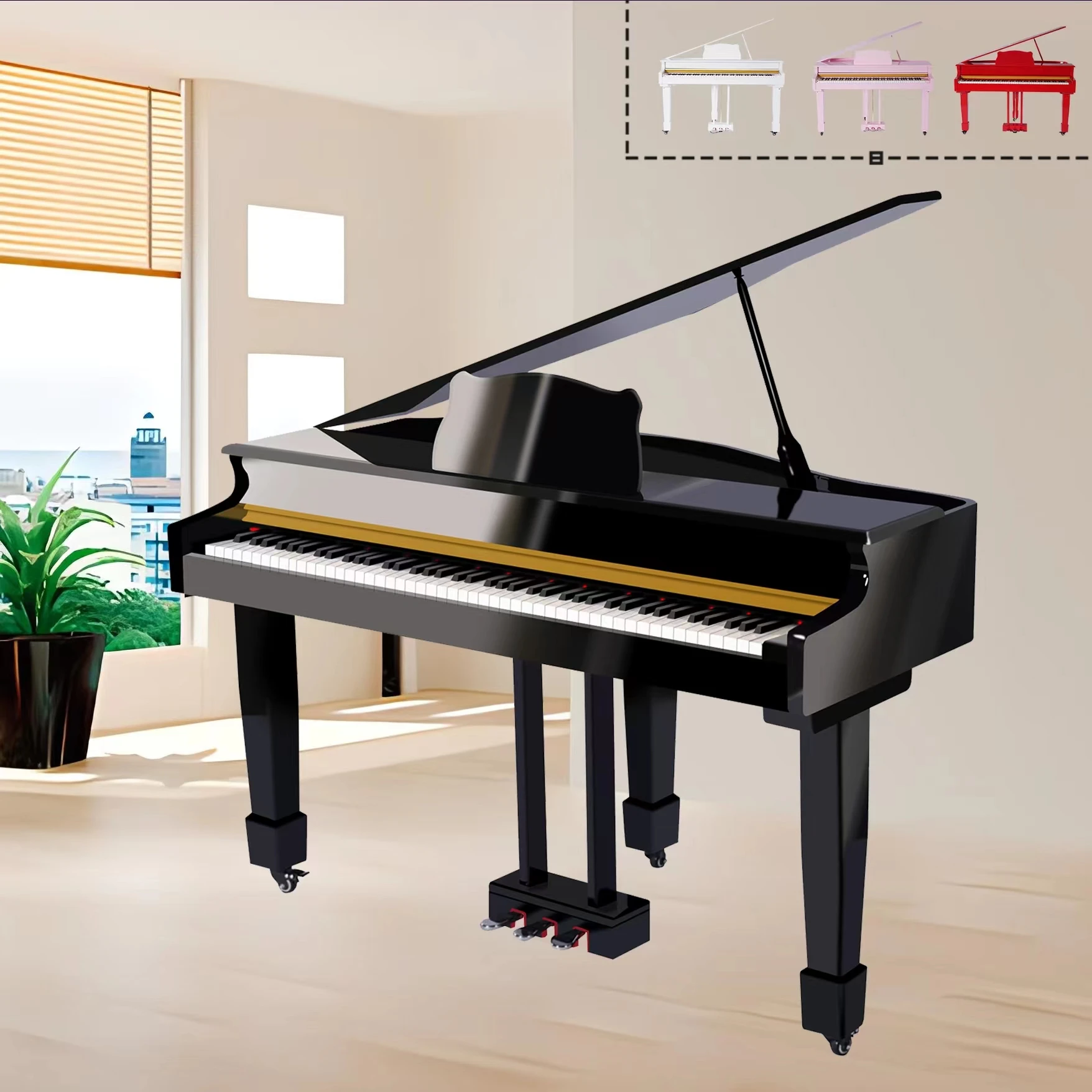 88-Key Hammer Action Keyboard Grand Digital Piano 16-Level Touch Sensitivity Baked Paint Pure Piano Tone