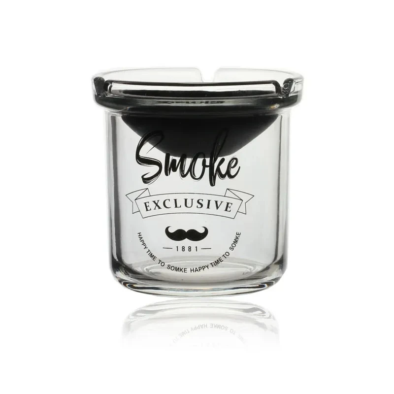 Custom Glass Tobacco Sublimation Smoking Cup Car Portable Handheld With Lid Windproof Cigar Ashtray