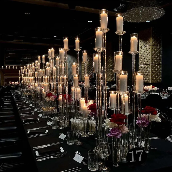 Hot Sale Wedding Decor Supplies 10 Arms Candle Holder Tall Crystal Candelabra Centerpieces