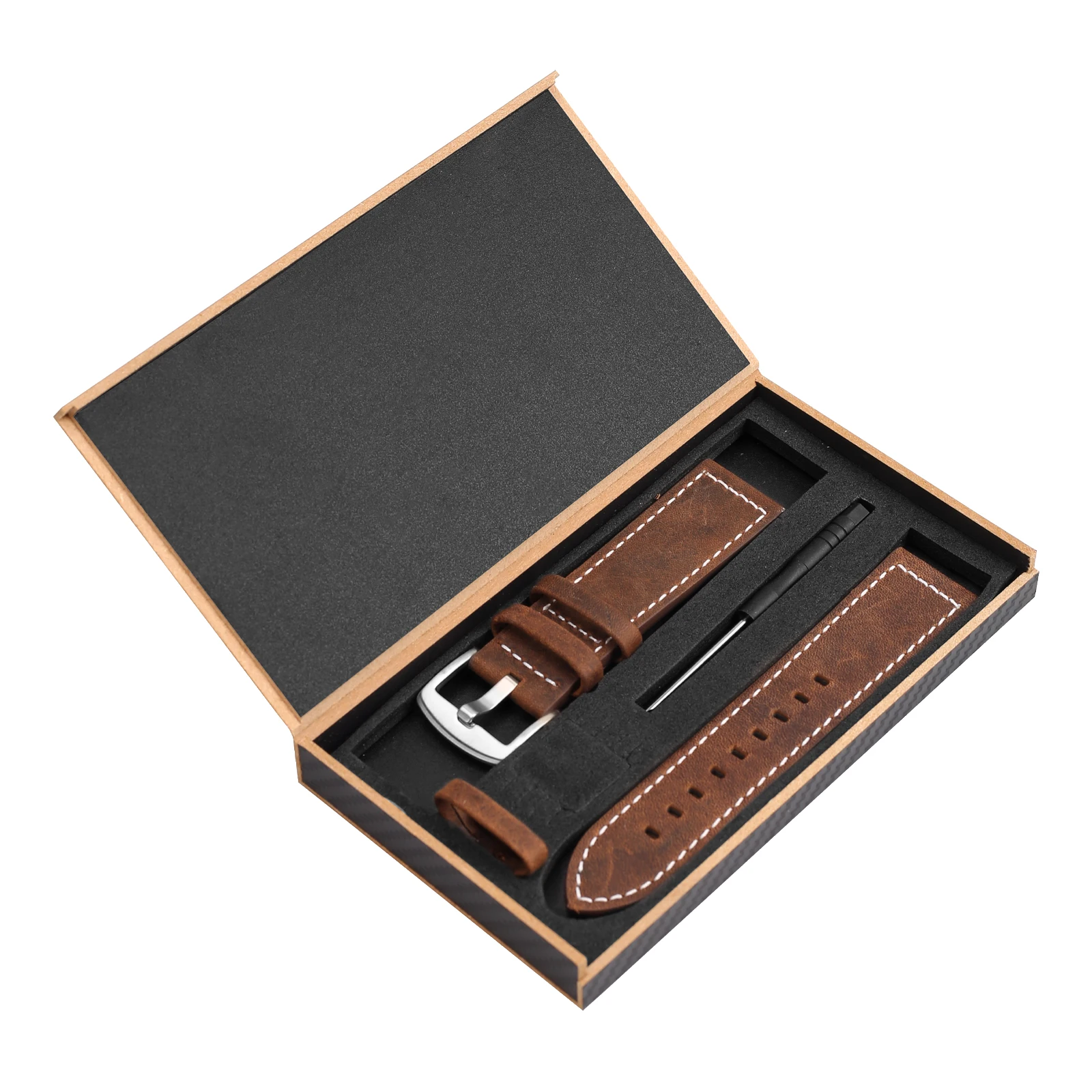 Chinese maufactoy adjustable18mm 22mm 24mm custom handmade men soft italian genuine leather watch strap