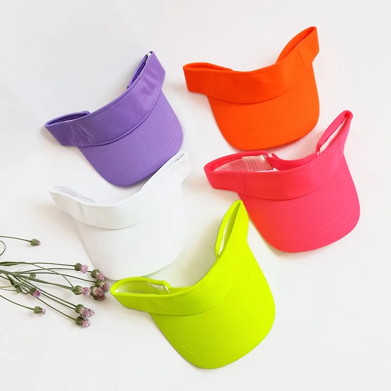 Solid color women beach adjustable sun protection hats visor cap hat