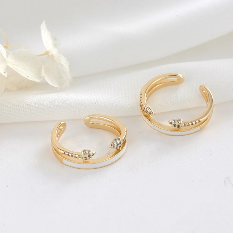 Wholesale CZ 14K Gold Plated Brass Thin Finger Ring