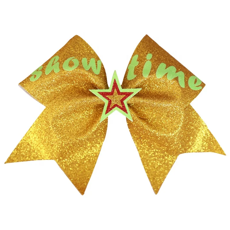Wholesales Hot Sales Cheaper Price High Quality All Star Gold Softball Team Baseball Cheer Hair Bow Hairpin For Show