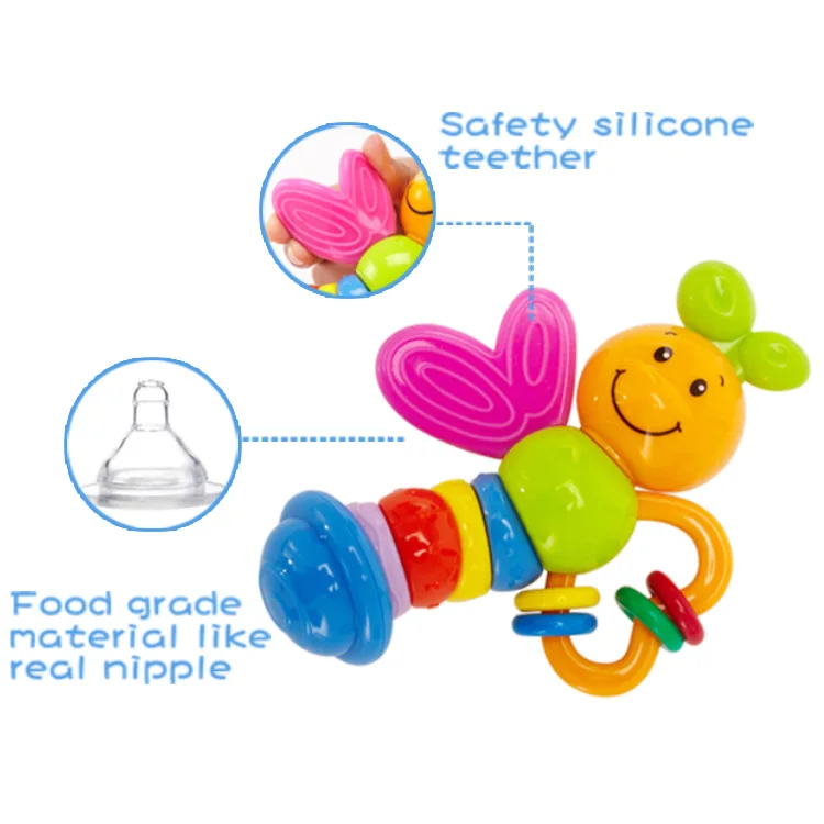 Chinese products wholesale cartoon animal baby activity toy with safety silicone teether rattles toys