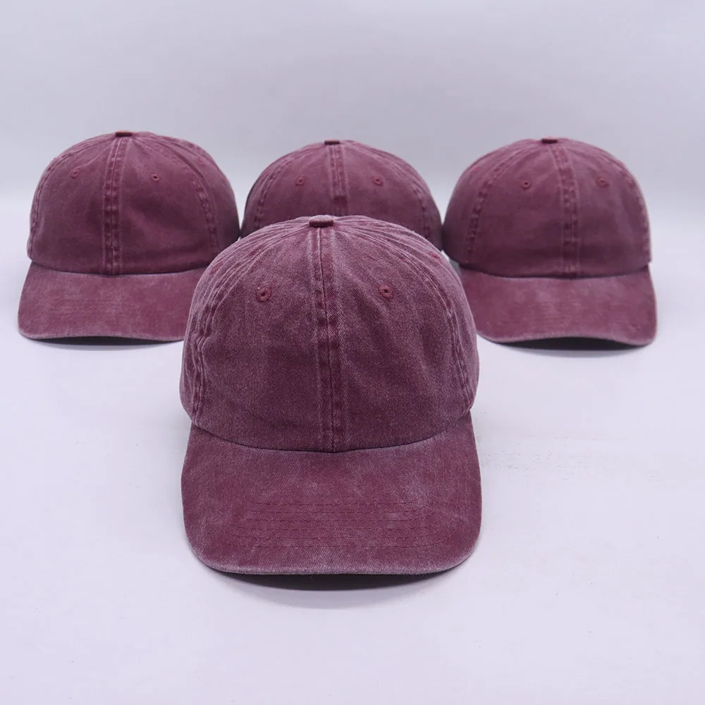 Solid Color Distressed Washed Sports Baseball Caps Wholesale Custom Logo Vintage Cotton Unstructured Dad Hats