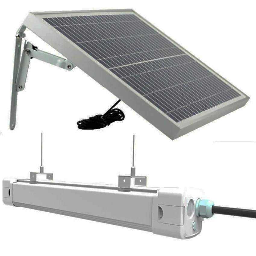Outdoor Solar Batten Light with IP65 Tri-Proof 15W 20W 30W Frosted Cover Rechargeable Battery Powered Pedestrian-Friendly