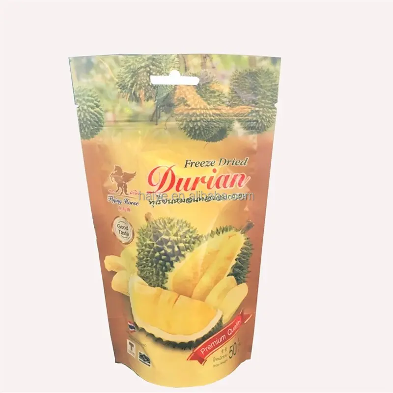 Wholesale Custom Print Plastic Snack  zipper Bag Philippine Thai Durian Dried Fruit Package Pouch Stand Up Packaging Bag